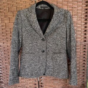 Theory Wool Textured Blazer Black White 2